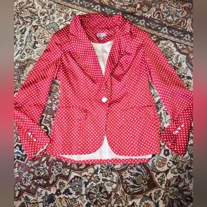 Stylish Red Polka Dot Blazer